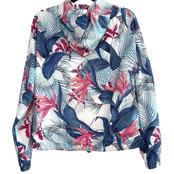 ARDENE Exotic Leaves & Floral Windbreaker Jacket w/ Kangaroo Pocket Size XS - Picture 3 of 3